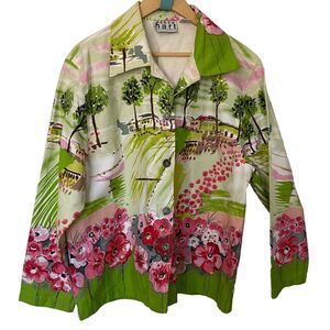 VTG 90s Keren Hart Wms XL Embellished Floral Jacket Cottagecore Art To Wear